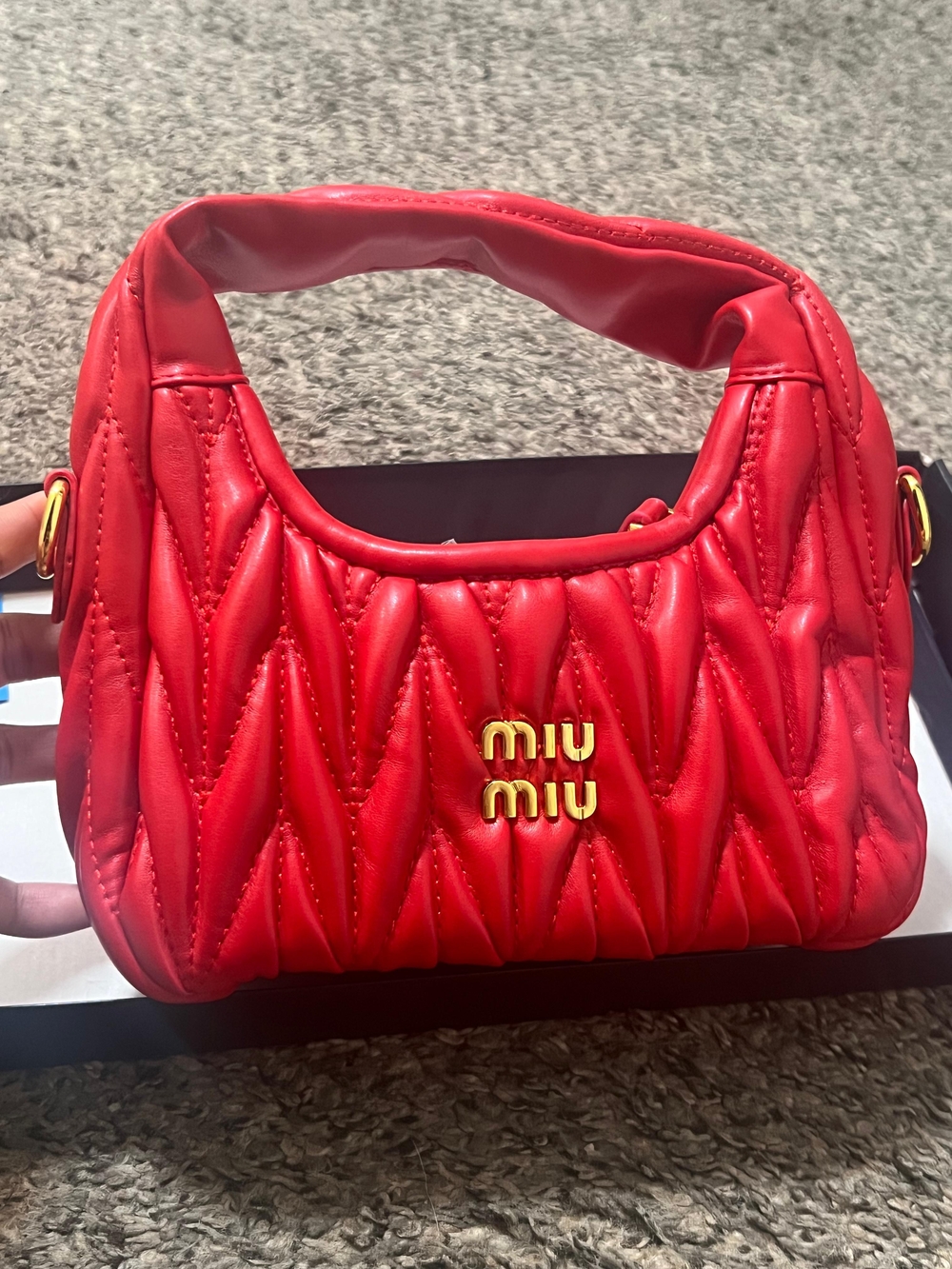 Miu Miu Red Quilted Shoulder Bag